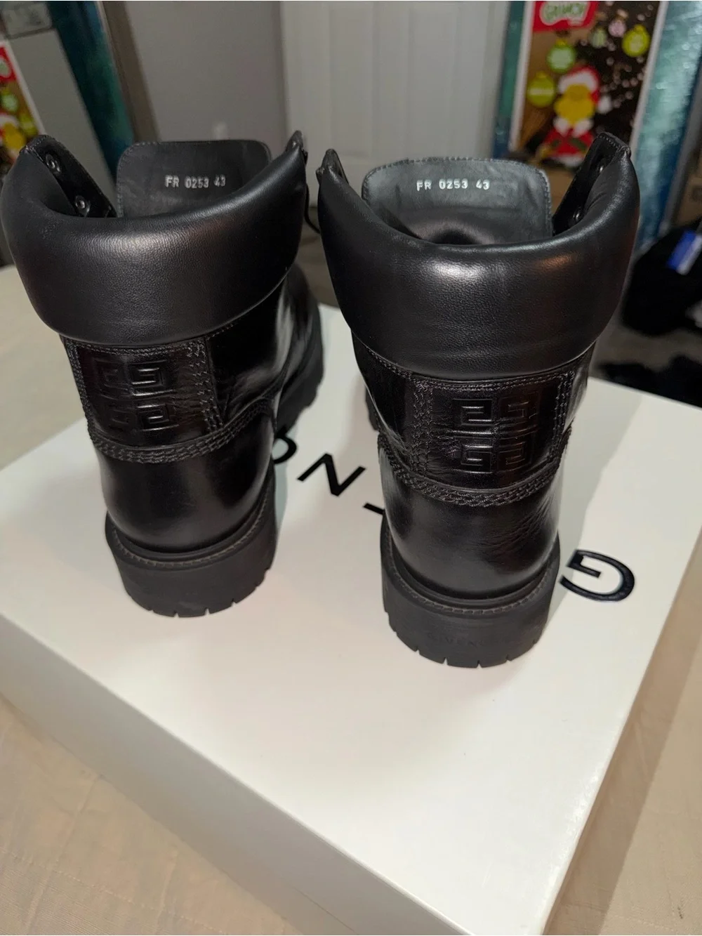 Givenchy Black Leather Lug-Sole Lace Boots